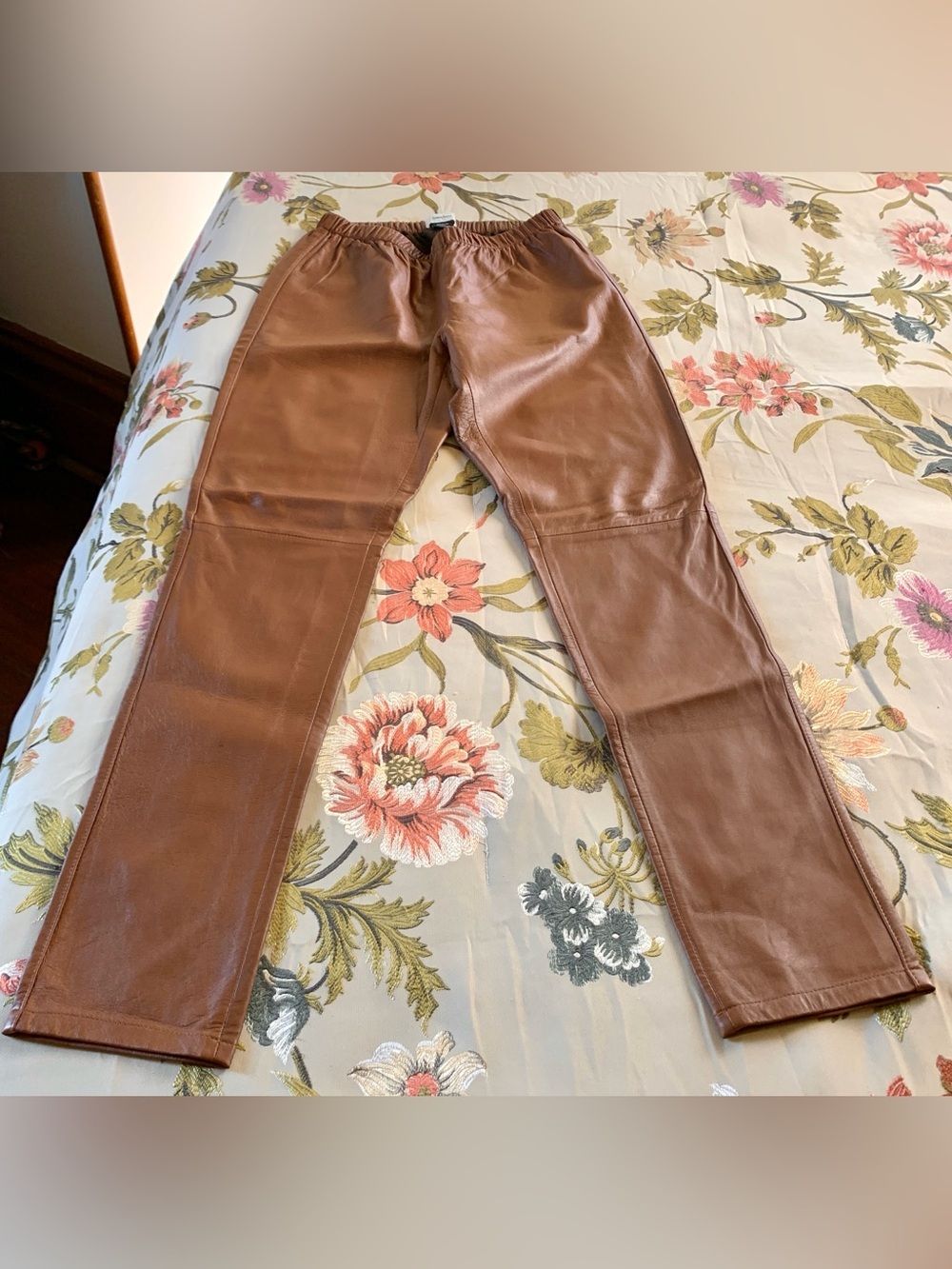 Vintage Soft Stretch Caramel Leather Pants - Boho Western Southwestern